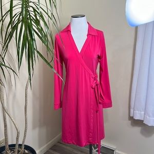 CALVIN KLEIN HOT PINK WOMENS SIZE 4 WRAP DRESS